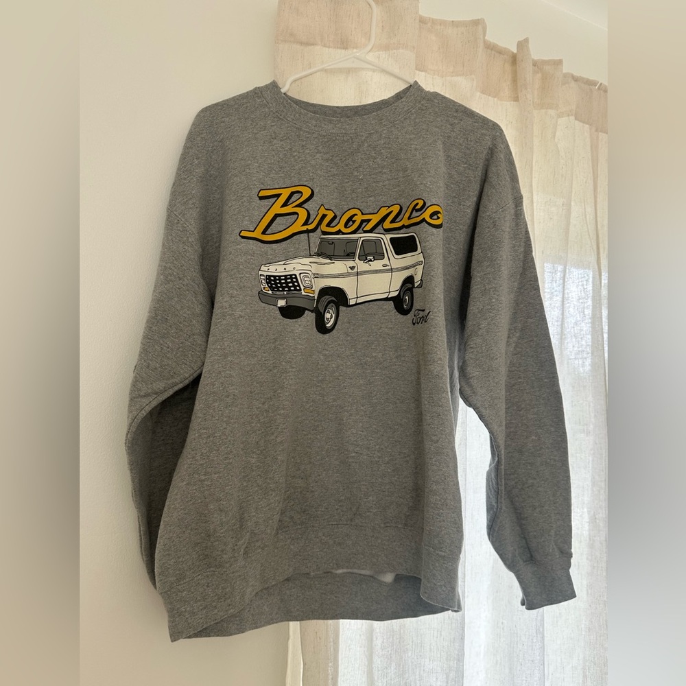 Gray Bronco Graphic Crewneck Sweater